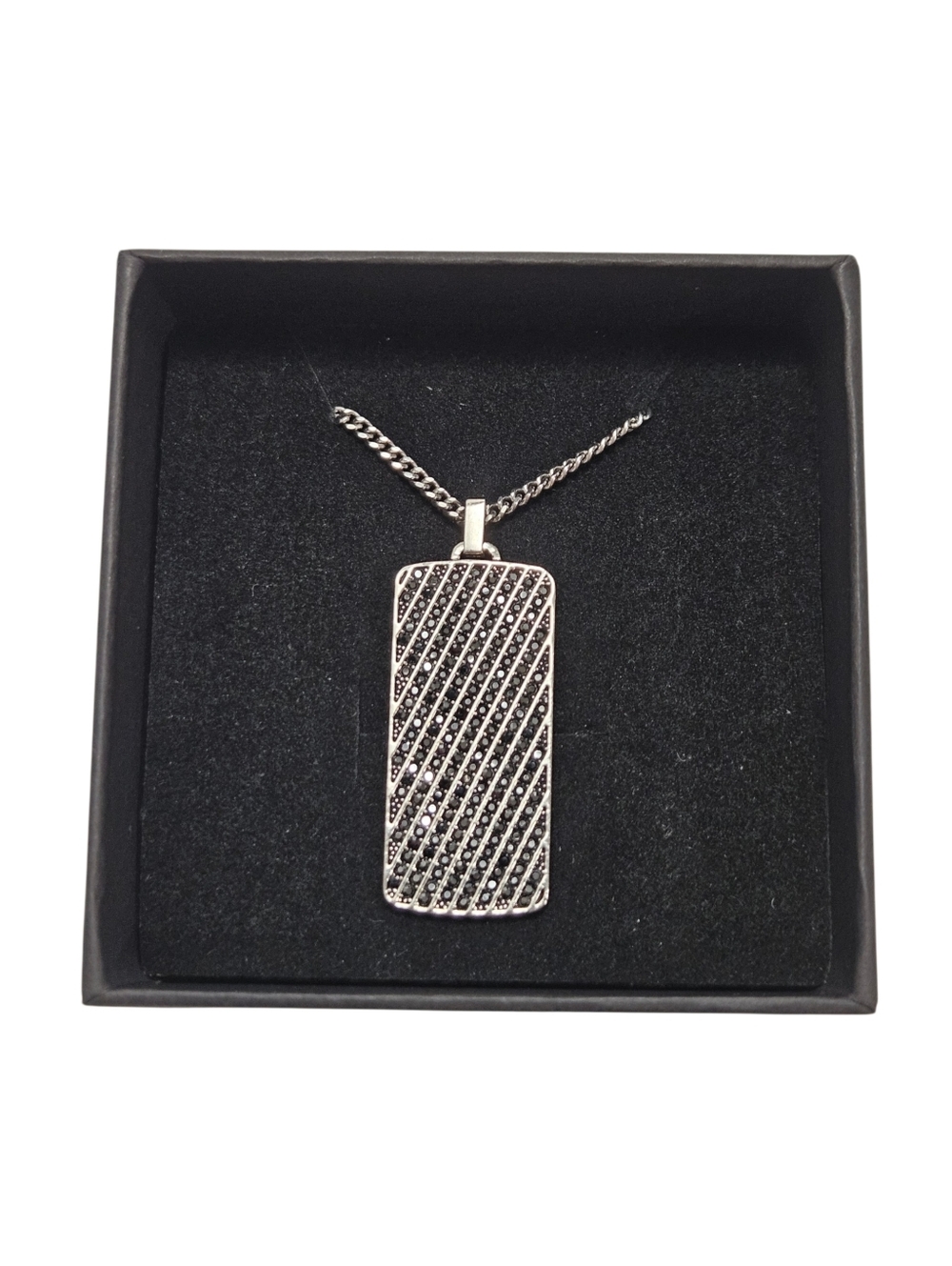 Swarovski Black Pavé Bar Pendant Necklace 24"